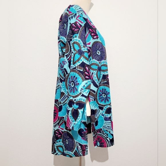 Floral Tunic Beach Cover Colorful 100% Cotton Woman's Size XL *small Tear* - Picture 2 of 9